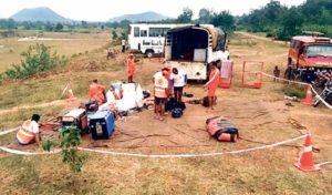 Security personel investigating the site of incident