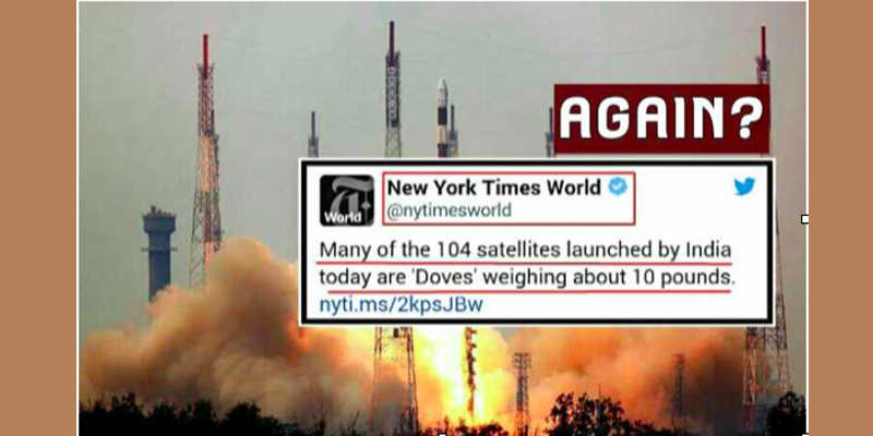 New York Times Mocks India’s Record Setting 104 Satellites Launch And Gets Befitting Reply 