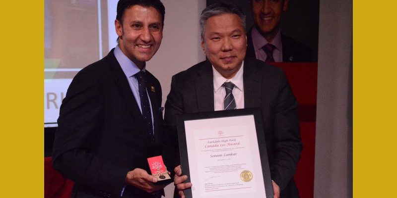 TCCC President Sonam Lankar Wins Canada 150 Award