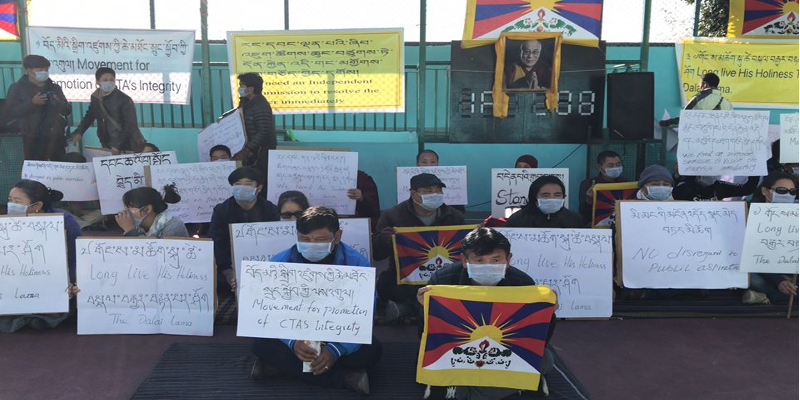 Tibetans Stage Demonstration Near CTA Dharamshala