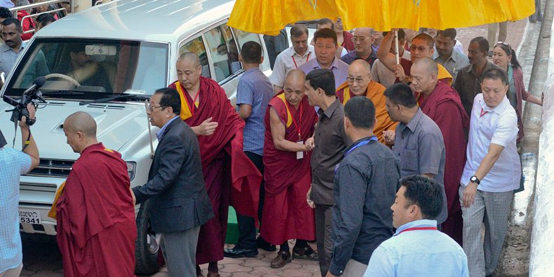Dalai Lama Traveling From Mundgod To Bylakuppe By Road