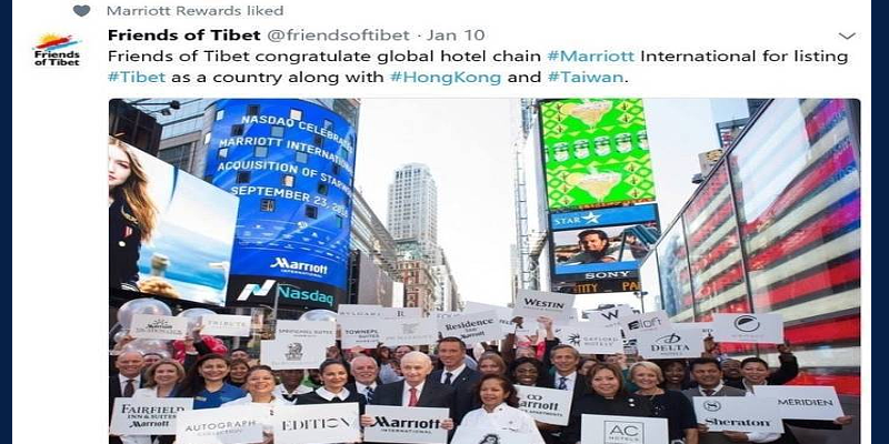 China Accuse Marriott of Insincerity in Apology for Listing Tibet As a Country