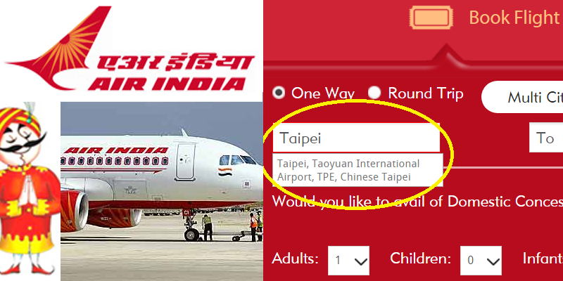 Air India Bows China and Lists Taiwan as Chinese Taipei