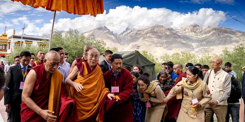 His Holiness the Dalai Lama Arrives in Zanskar by Helicopter