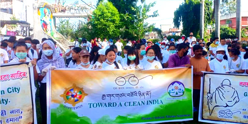 Tibetans Hold Cleanliness Drive Across India on Gandhi Jayanti