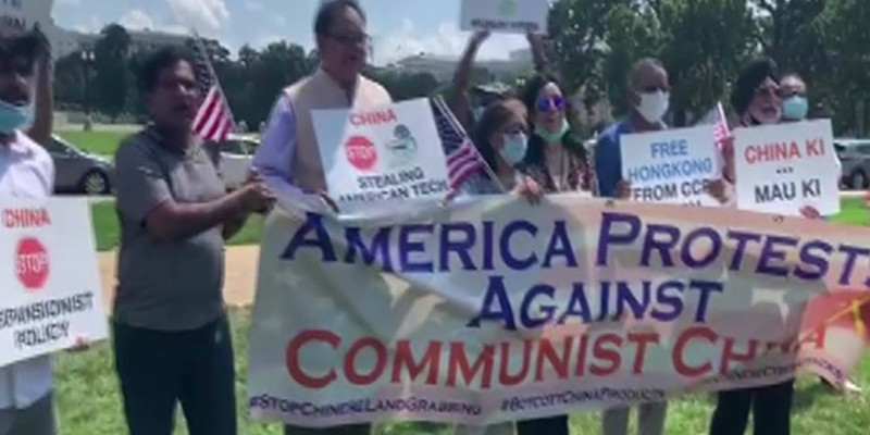 Tibetans, Indians, Taiwanese and Others in US Hold Anti China Protest