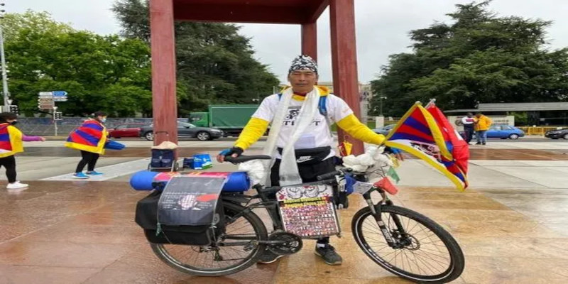 Swiss Tibetan rallyed for 1000 Km of solo cycle to raise awareness on Chinese repression.