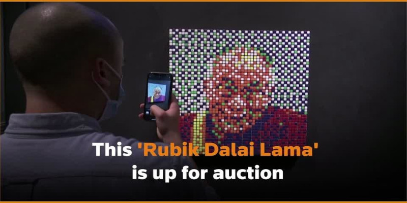 Portrait of Dalai Lama made up of Rubik’s Cubes goes up for auction