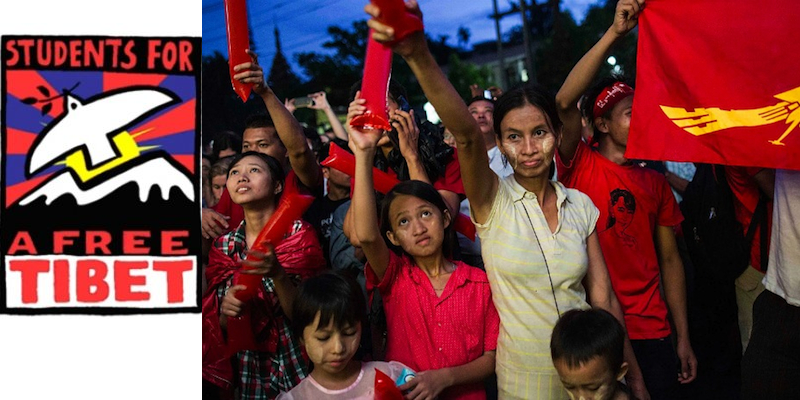 A Tibetan student group has joined the Myanmar democracy campaign.