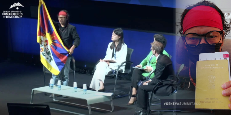 Tenzin Tsundue Bravely Displays Tibetan Flag At Geneva Summit