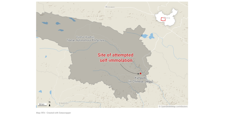 Tibetan tries to commit self-immolation near monastery