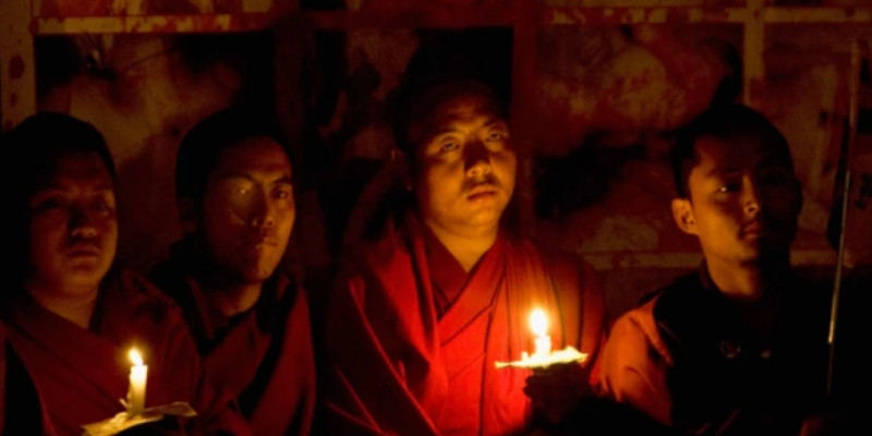 Tibetan Monk Burns Self In Front of Dalai Lama Portrait in Tibet