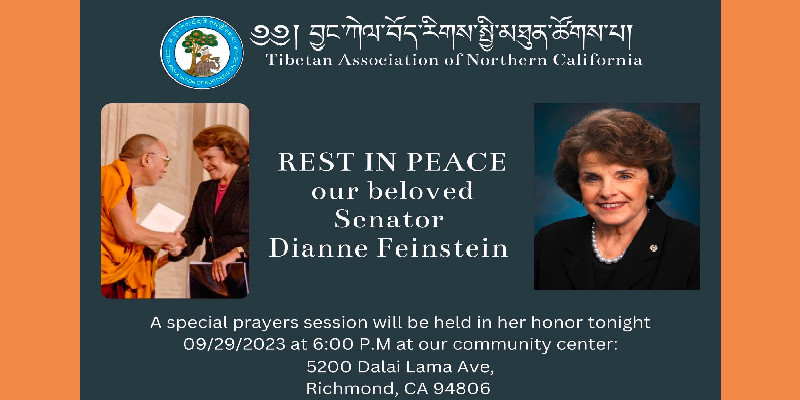 Tibetan Associations Across the U.S. Pay Tribute to Late Senator Dianne Feinstein